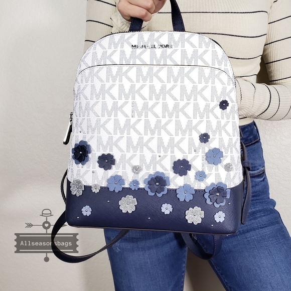 NWT Michael Kors Emmy Floral navy backpack small - Picture 7 of 8